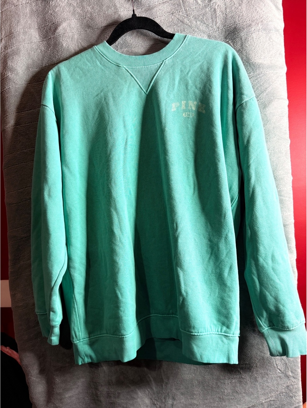 Victoria’s Secret PINK 86 Oversized Crewneck Sweatshirt Small Turquoise NWOT